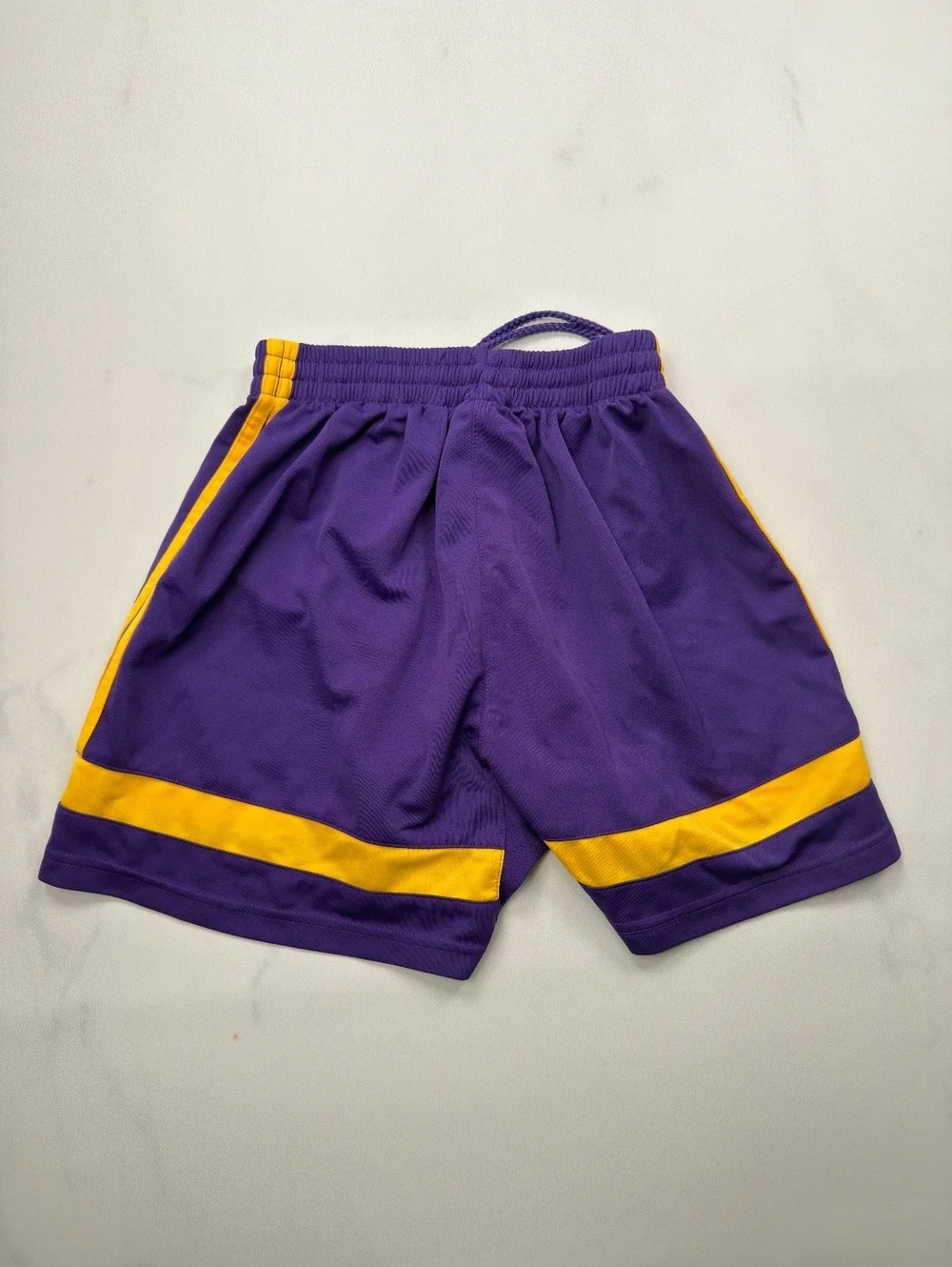 Purple Athletic Shorts Yellow Stripe Drawstring Waist - Boys M